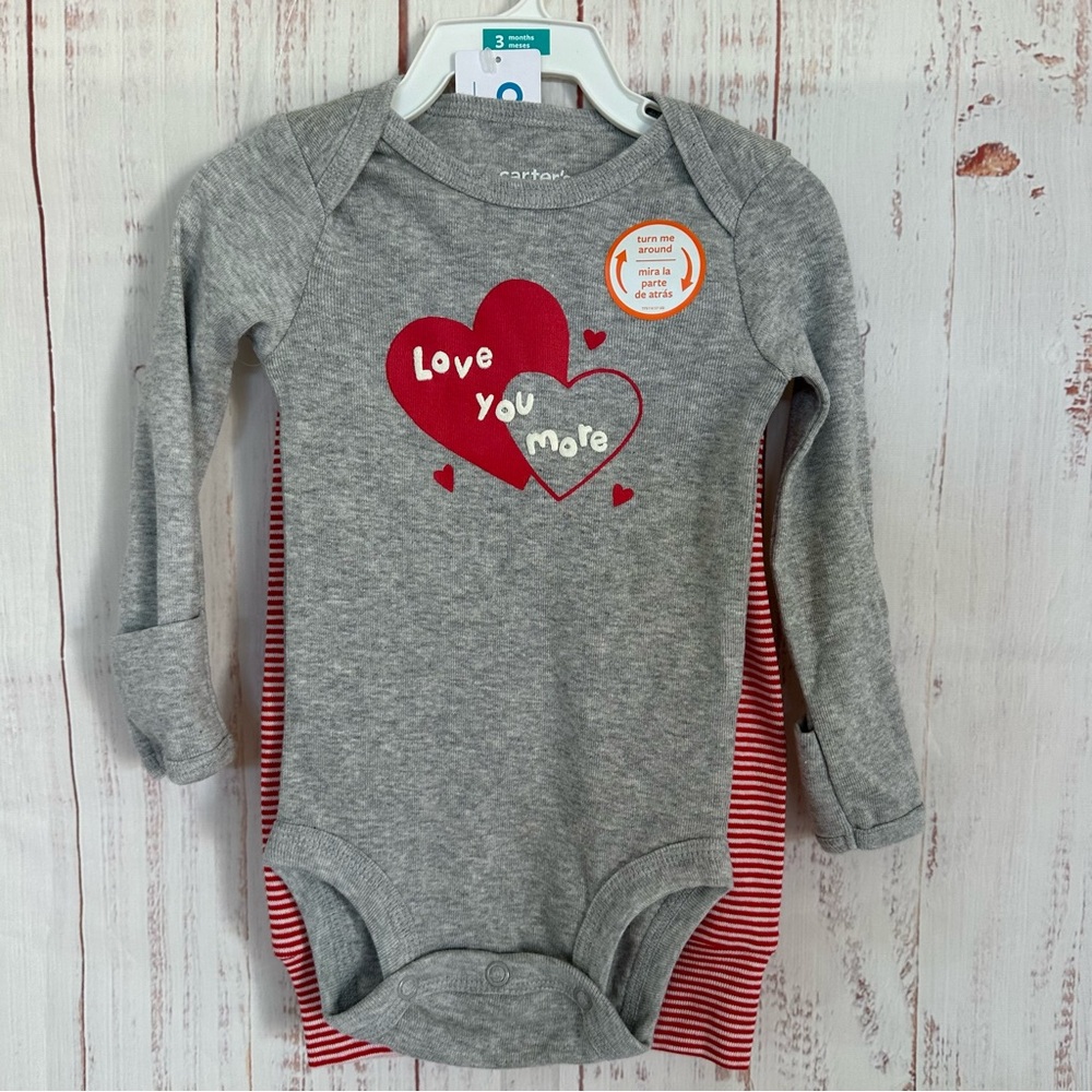 Carters love you more top and striped bottom 2 piece set